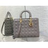 Dior large lady dior gray lambskin 32cm bag