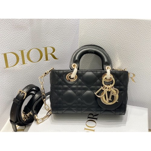 Dior D-Joy Black Leather Mini Bag