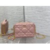 Dior caro box chain pink quilted calfskin bag