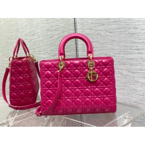 Dior large lady dior pink lambskin 32cm bag