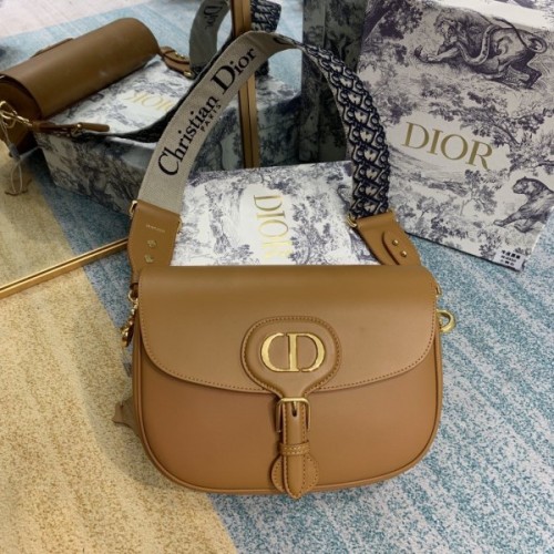 DIOR BOBBY Large Brown Oblique Embroidered Strap Bag