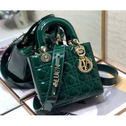 Dior lady patent ABC 20cm green