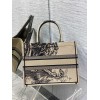 Dior medium book tote black tiger embroidery bag