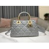 Dior Medium The Lady 95.22 gray cannage quilted leather gold bag