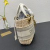 Dior lady raffia small gray bag