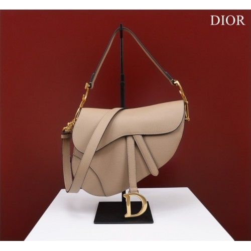 Dior Saddle beige grained calfskin with strap bag