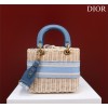 Dior lady raffia medium blue bag