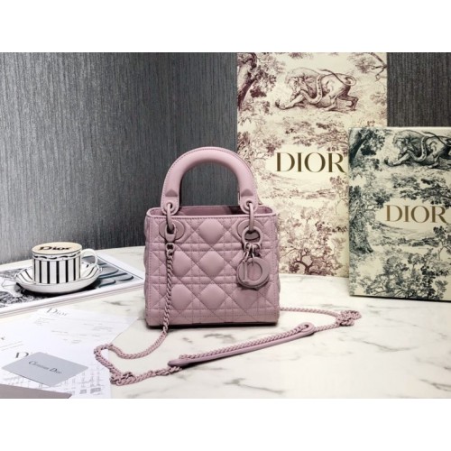 Dior Lady Mini Lambskin Bag Matte Pink 17cm