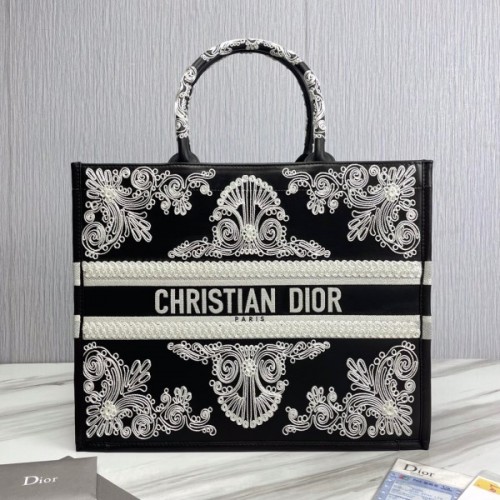 Dior book tote black embroidered 41cm