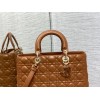 Dior large lady dior brown lambskin 32cm bag
