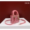 Dior micro lady metallic pink multicolor crystals bag