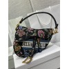 Fendi Saddle Black Jardin Magique Embroidery Bag