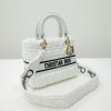 Dior medium Lady D-Lite White Shearling Bag