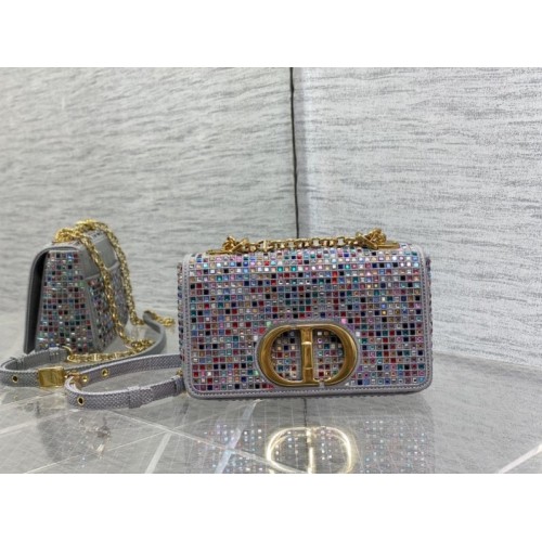 Dior caro crystals multicolor embroidery bag