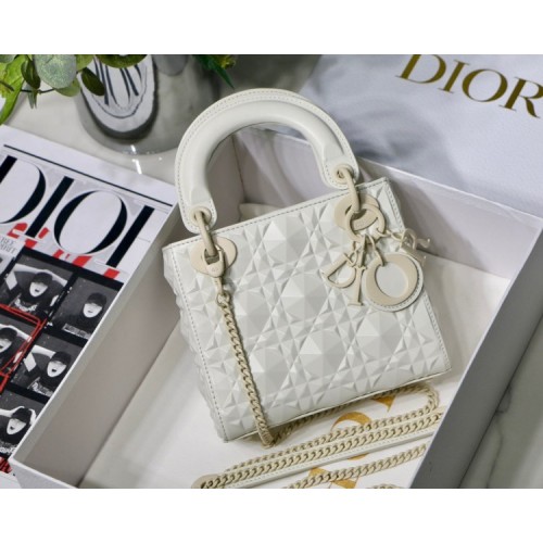 Dior Lady Diamond Motif White Mini Bag