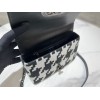 Dior small caro black and white macro fabric bag
