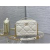 Dior caro box chain white quilted calfskin bag