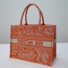 Dior Medium Book Tote Orange Reverse Embroidery