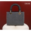 Dior Medium Lady Red Sun Satin with Bead Embroidery Bag