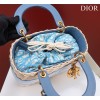 Dior lady raffia medium blue bag