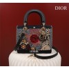 Dior Medium Lady Red Sun Satin with Bead Embroidery Bag