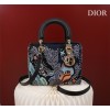 Dior Lady blue embroidered canvas hand bag