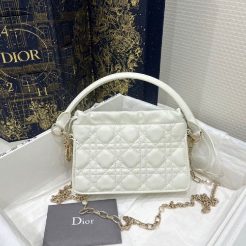 Dior Lady Top Handle Srawstring White Mini bag