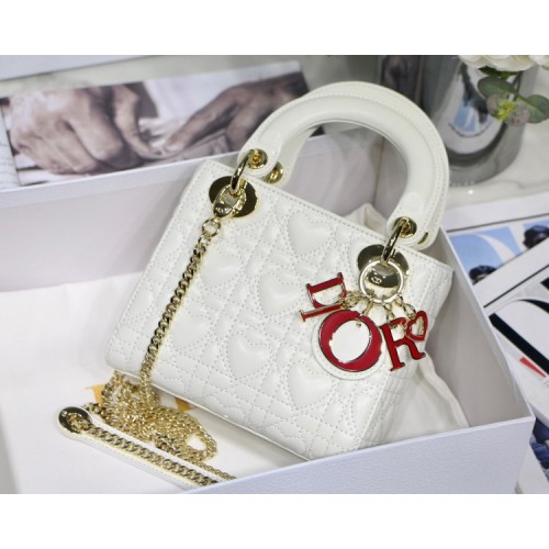 Dior Lady White Amour 20cm Bag