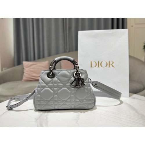 Dior The Lady 95.22 gray cannage quilted leather bag