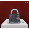 Dior Small Lady Dior Blue Satin with Bead Embroidery Bag