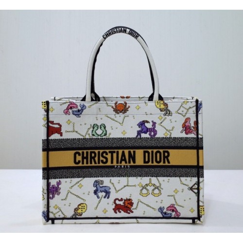 Dior Pixel Zodiac Embroidery Book Tote 36cm