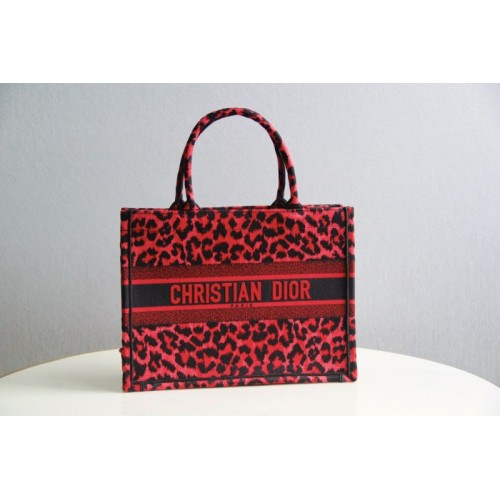 Dior Book Tote Red Mizza Embroidery 36cm