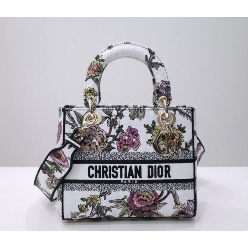 Dior lady D-lite medium white multicolor bag