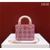 Dior Small Lady Dior Pink Satin with Bead Embroidery Bag