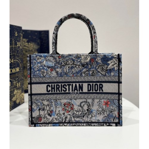 Dior Medium Book Tote Power Jardin Magique Embroidery Blue Bag