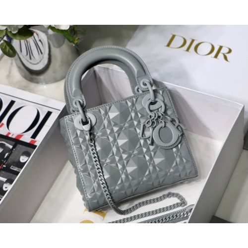 Dior Lady Diamond Motif Gray Mini Bag