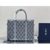 DIOR Lingot Briefcase gray CD diamond canvas bag