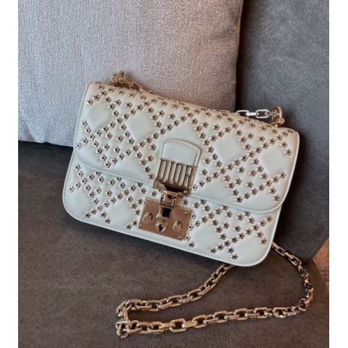 Dior Lucky Addict white chain bag