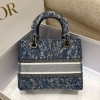 Dior Lady D-Lite Blue Denim Embroidery Effect Bag