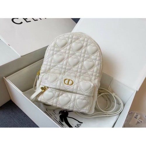 Dior Mini Dioramour White Lambskin Backpack