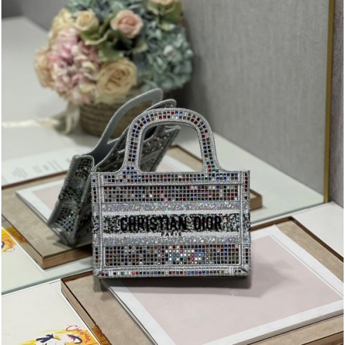 Dior book tote glitter mini bag