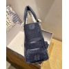 Dior Lady D-Lite Embroided Denim 24cm