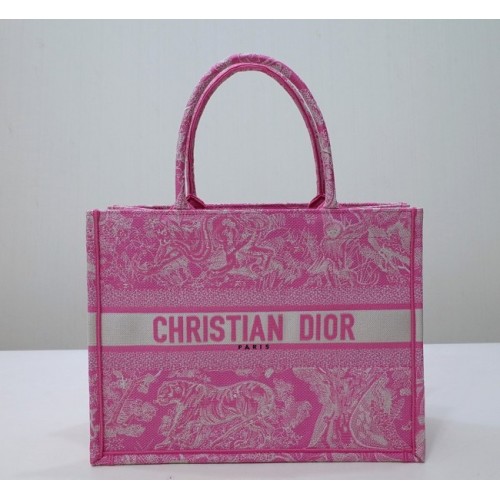 Dior Medium Book Tote Pink Reverse Embroidery