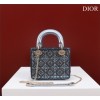 Dior Small Lady Dior Blue Satin with Bead Embroidery Bag