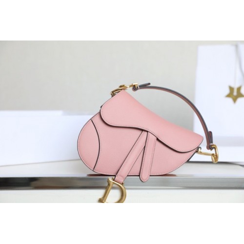 Dior Saddle Pink Leather Small 20cm Bag