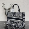 DIOR Book tote Black and White Dior Around the World Embroidery 36cm