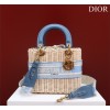 Dior lady raffia medium blue bag