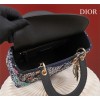 Dior Lady blue embroidered canvas hand bag