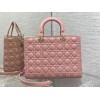 Dior large lady dior light pink lambskin 32cm bag