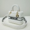 Dior medium Lady D-Lite White Shearling Bag